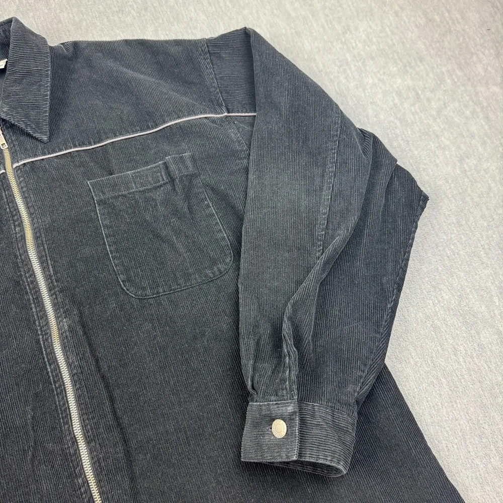Vintage Bugle‎ Boy Jacket Mens XLT Tall Black Corduroy Full Zip Schaket Grunge